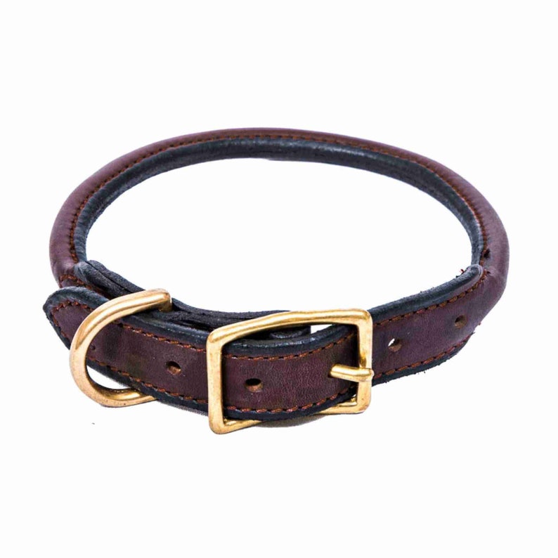ROLLED DOG COLLAR Rolled Leather Dog Collar Prevents Matting for Long
