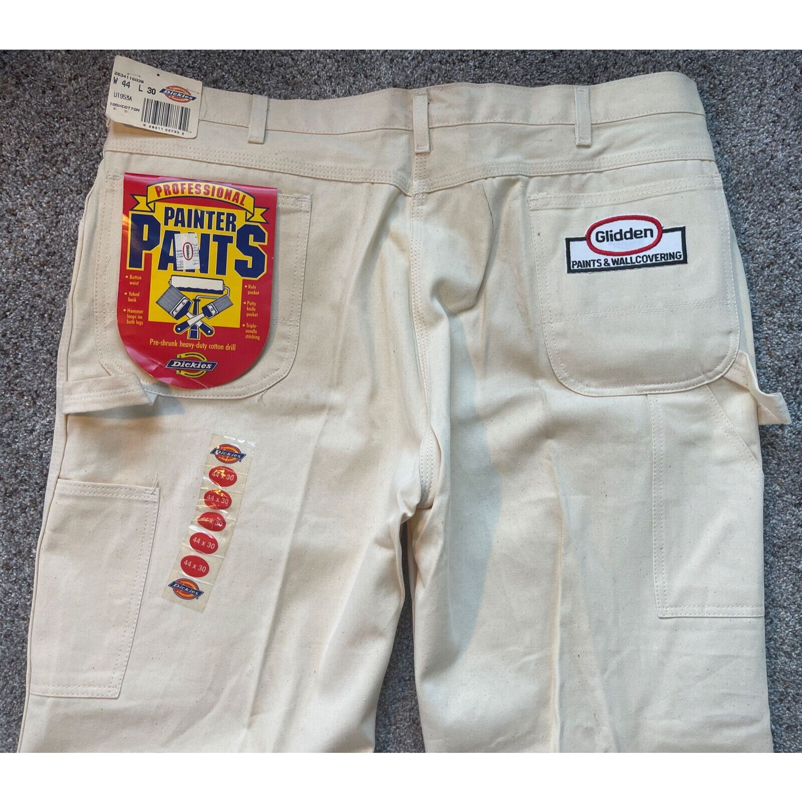 NWT Vintage 44x30 Dickies Off-white Professional Carpenter Painter