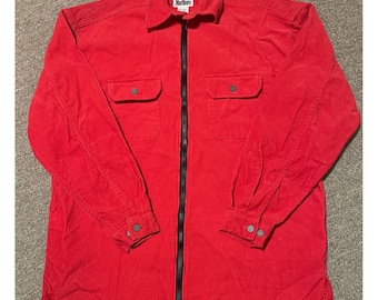 Vintage 90s Mens Small Marlboro Long Sleeve Corduroy Full Zip Collared Shirt