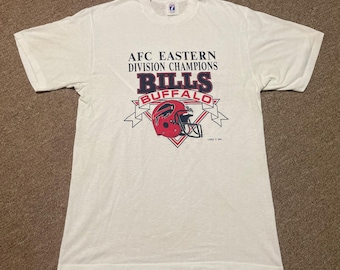 Vintage 90s Large Buffalo Bills Logo 7 NFL AFC Champs Single Stitch T-Shirt USA