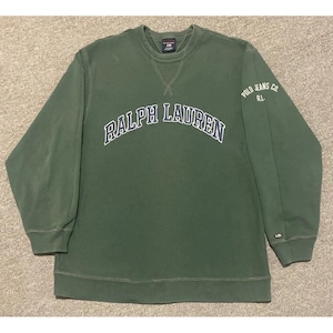 Vintage 90s Medium Polo Ralph Lauren Spell Out Embroidered Crewneck Sweatshirt