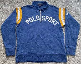 Vintage 90's Large Polo Sport By Ralph Lauren Long Sleeve 1/4 Zip Rugby Shirt