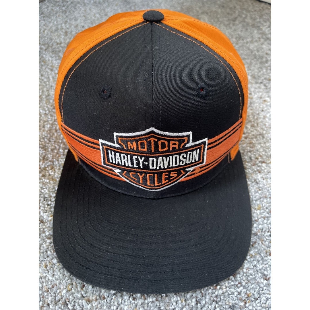 Harley Davidson Retro Vintage Style Patch Hat Cap Trucker Motorcyles HD Bikers Harley Davidson Orange Custom Trucker Patch Hat Otto Cap  main image 3