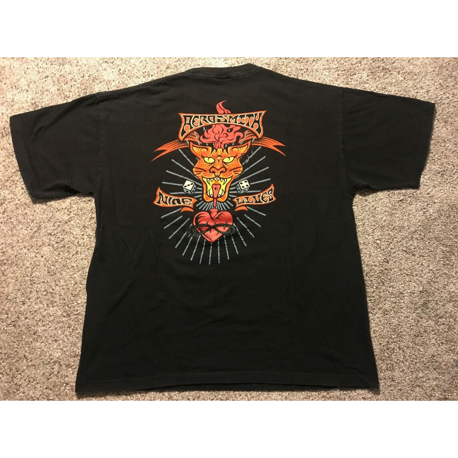 Vintage 1997 Mens XL Aerosmith Nine Lives World Concert Tour