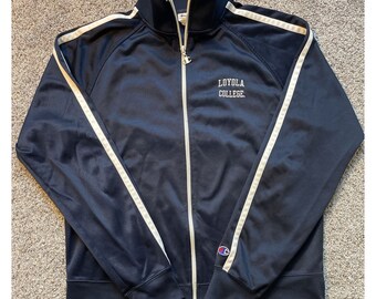 Vintage 90s Mens Large Champion Field House Loyola College Track Jacket Blue