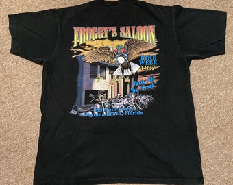 Vintage 1997 XL Froggys Saloon Harley Davidson Bike Week Single Stitch T-Shirt