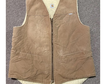 Vintage 90s Carhartt Navy Blue Quilted Duck Canvas Work Vest (XL