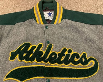 Vintage 90s Large Starter Oakland Athletics A’s MLB Wool Varsity Bomber  Jacket