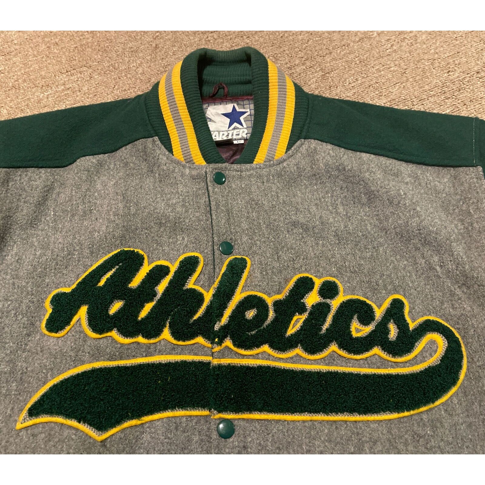 Vintage 90s Large Starter Oakland Athletics A's MLB Wool