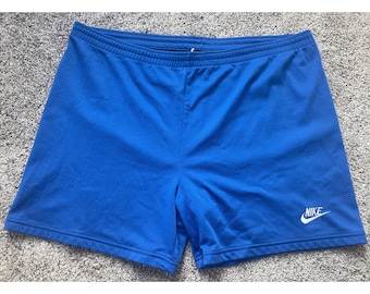 Vintage 80s Mens XXL 2XL Nike Gym Basketball Drawstring Blue Mesh Shorts USA