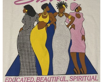 Vintage 90s XL Sisters African American Women Empowerment White T