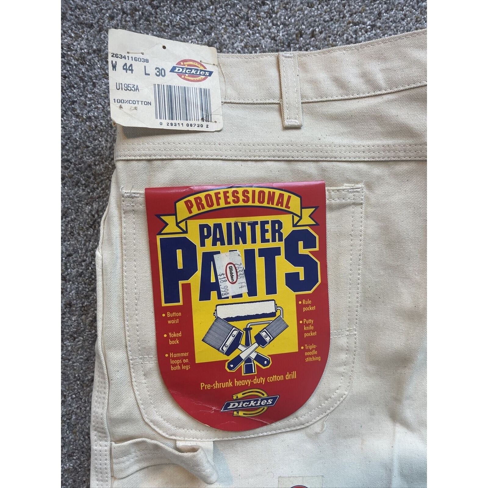 NWT Vintage 44x30 Dickies Off-white Professional Carpenter Painter