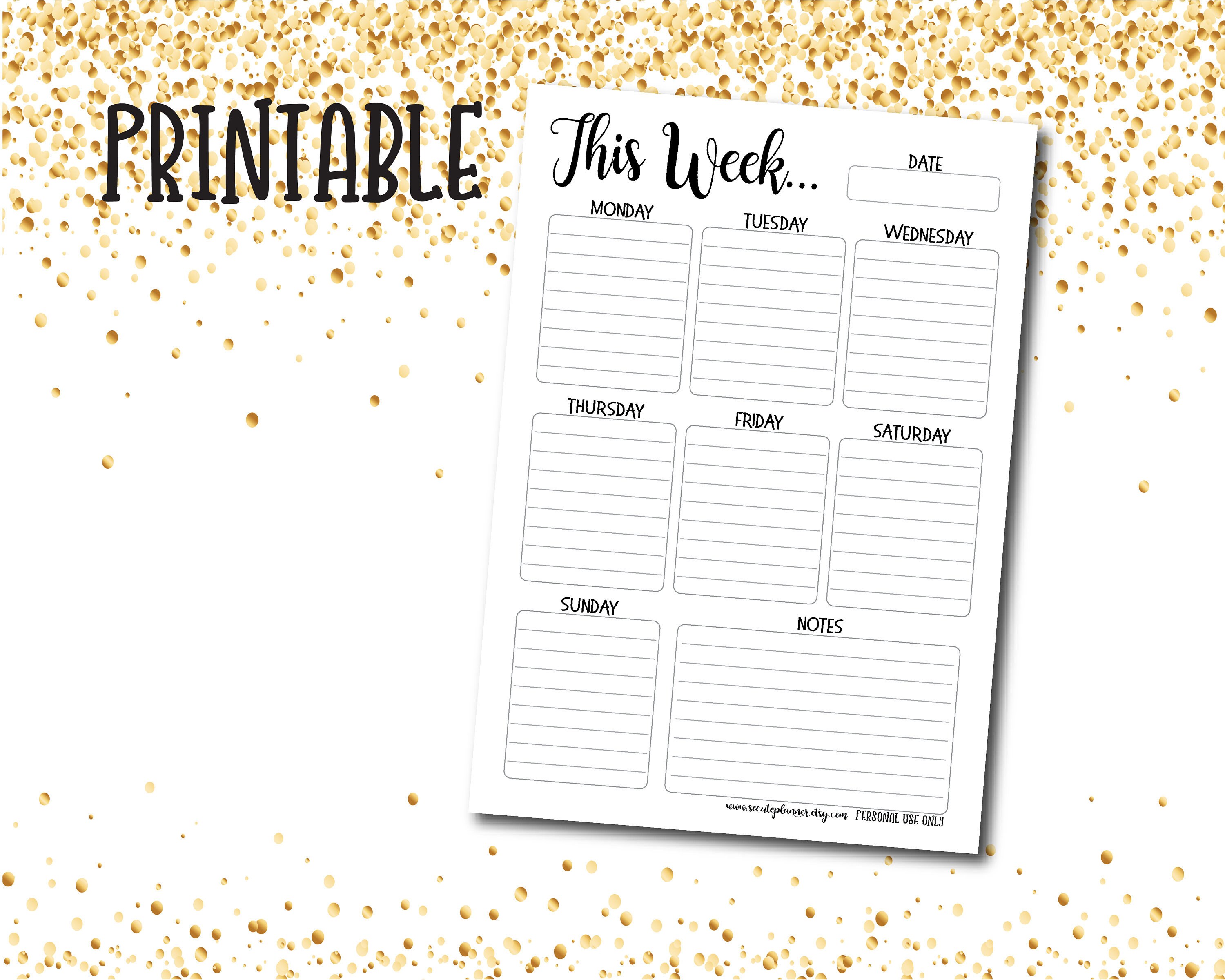 weekly printable planner 7 day weekly schedule weekly etsy