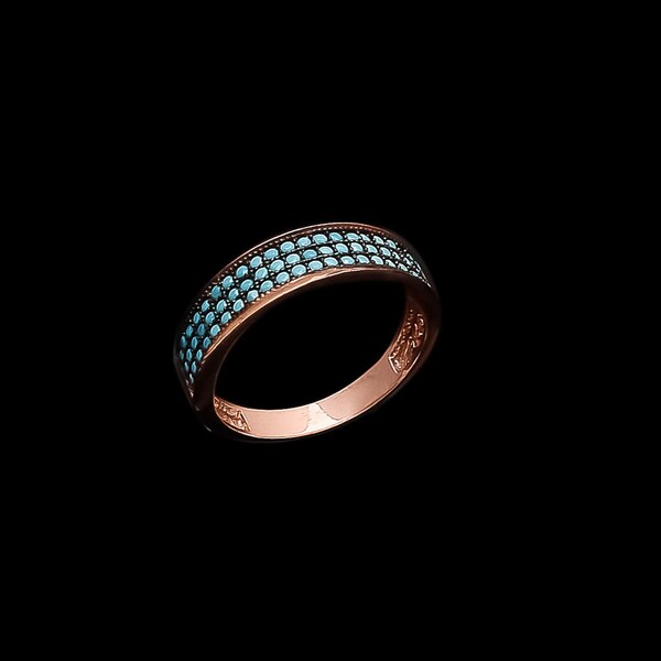 Natural Afghan Turquoise Ring Band RoseGold Polish Ring 925 Sterling Silver Nano Micro Setting Turquoise Ring Women Wedding Handmade Jewelry