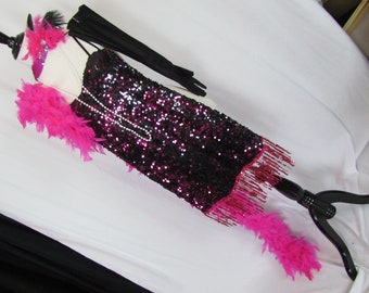 Black/Pink Sequin Flapper costume, small