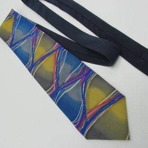 Robert daskal neck tie - Gem VTG Robert Daskal Chicago Hand Painted Silk Neck Tie Artsy Abstract Gift Bespoke main image 2