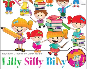 School kids clipart, Cute commercial use digital images, Clip art books, School graphics for education products, teachers aids.