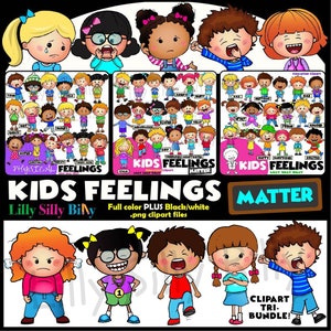 Kids Feelings Matter, Clipart TRI-BUNDLE - Super süße digitale Bilder für kleine kommerzielle Nutzung, Lehrmittel.