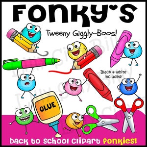 FONKY'S 2 - Tweeny Giggly-Boos! Emoji Clipart beestjes van Planet Poog. Voor klein commercieel en educatief gebruik.