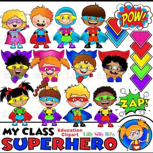 ¡Mi superhéroe de clase! - Clipart para pequeño uso comercial y educativo. ¡Imágenes para ilustrar a niños felices disfrutando de la diversión del verano!