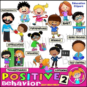Comportamento Positivo 2 - Clipart em PRETO E BRANCO/cores. Pequeno uso comercial e educacional.