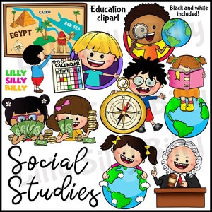 SOZIALKUNDE. Clipart in Farbe & Schwarz/Weiß. {Lilly Silly Billy}