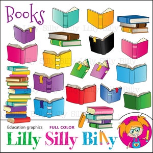 Education Clipart - Books Galore, Lilly Silly Billy, Super Sweet digital images for teachers aids and back to school.