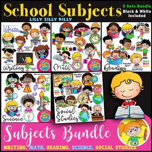 FÄCHER, 5 Clipart Sets BUNDLE. Super Süße digitale Bilder für die Bildung und kleine kommerzielle Nutzung.