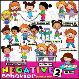 Negatives Verhalten 2- Clipart in SCHWARZ & WEIß/ Vollfarbe. Kleiner kommerzieller und pädagogischer Gebrauch.