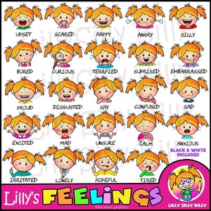 Émotions Clipart - Level-Headed Lilly ! Images numériques Super Sweet pour un petit usage commercial, aides aux enseignants et retour à l&#39;école.
