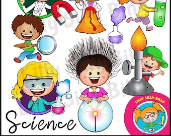 CIENCIA. Clipart en Color & Blanco/Negro. {Lilly Silly Billy}
