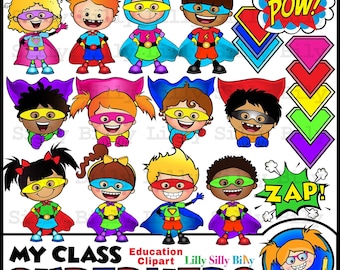 My Class Superhero! - Clipart for small commercial and education use. Images to illustrate happy children engaging in summer fun!