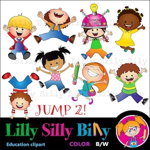 JUMP 2! - Clipart für kleine kommerzielle und Bildungsnutzung. Bilder, um Kinder zu zeigen, die vor Aufregung und Freude springen!