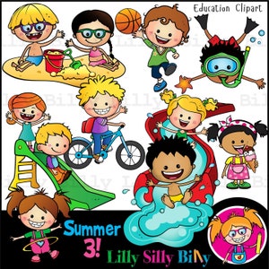 SUMMER 3 - Clipart for small commercial and education use. Images to illustrate children engaging in summer fun!