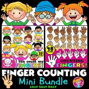Fingerzählen - Mini Bundle. Clipart für kleine kommerzielle * und pädagogische Zwecke.