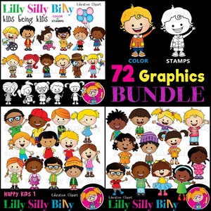 Glückliche Kinder, die Kinder BUNDLE - Clipart für kleine kommerzielle und Bildungszwecke. Bilder von glücklichen, bezaubernden, frechen Kindern, die Kinder sind!
