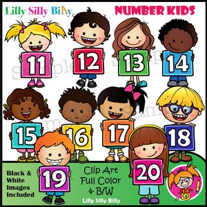 Kids with Numbers.  Cute clipart for teachers aids. Digtital clipart learning. Small commercial, personal and educational use.