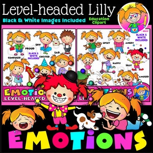 Clipart di emozioni - Lilly equilibrata! Immagini digitali super dolci per piccoli usi commerciali, sussidi per gli insegnanti e ritorno a scuola.