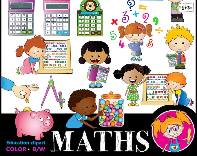 Mathe Clipart Bundle, PNG Grafik digitaler Download Aquarell Mathematik