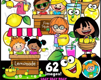 Lemonade Stand! - BLACK and WHITE/ and full color clipart. Educational and small business use.