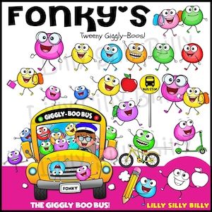 FONKY&#39;S - Giggly-Boo Bus! Back To School Clipart Collection. Small commercial and educational use.