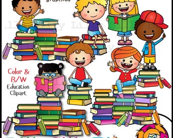 Books and More Books! -  Clipart - Books and reading, Lilly Silly Billy, Super Sweet digital images for teachers aids and back to school.