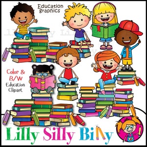Books and More Books! -  Clipart - Books and reading, Lilly Silly Billy, Super Sweet digital images for teachers aids and back to school.