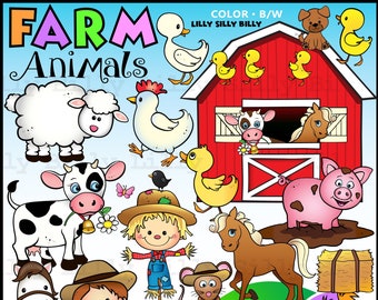 Farm Animals - Vibrant clipart of farm animals and farm life. Small commercial and educational use ok.