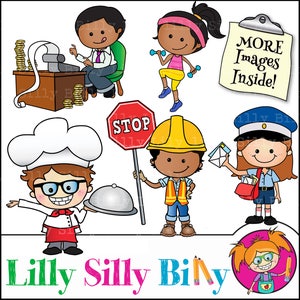 ClipArt Jobs - verwenden Sie Berufe Bilder für die Ausbildung der Kinder, pädagogische Grafiken, kommerzielle Cliparts von süßen Kindern.