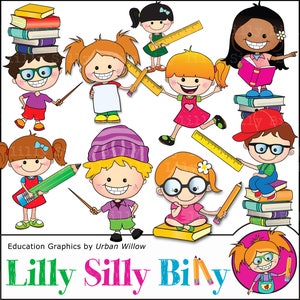 Volver a la escuela clipart- Gráficos de la escuela, Educación y aprendizaje clipart, niños lindos con libros, Maestros gráficos. Imágenes digitales. Gráfico.