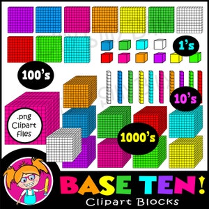 Bloques base 10. Clipart para uso comercial pequeño* y educativo.