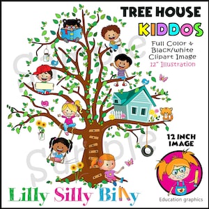 TREE HOUSE KIDDOS, avec des personnages séparés! Image clipart de 12 pouces