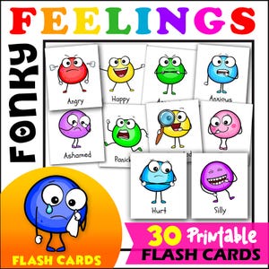 FEELINGS FLASHCARDS | Emotions | Self- Regulation Props. Printable Cards for teaching aids.