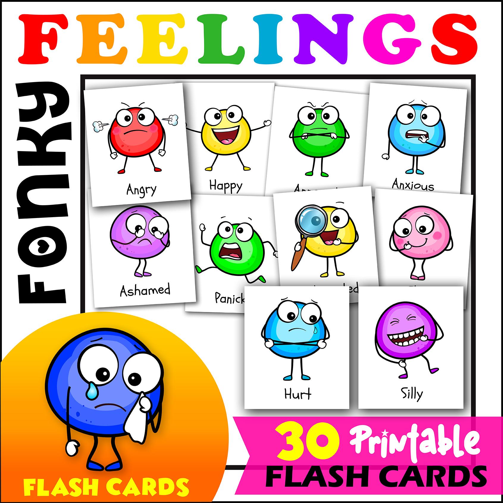 FEELINGS FLASHCARDS | Emotions | Self- Regulation Props. Printable